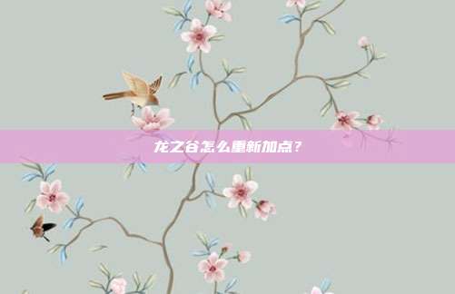 龙之谷怎么重新加点？