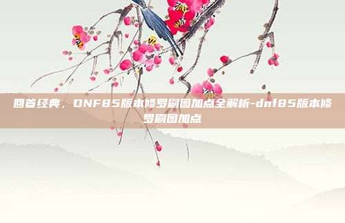 回首经典,DNF85版本修罗刷图加点全解析-dnf85版本修罗刷图加点