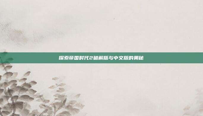探索帝国时代2破解版与中文版的奥秘