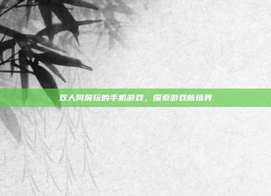 双人同屏玩的手机游戏,探索游戏新境界