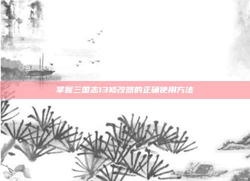 掌握三国志13修改器的正确使用方法
