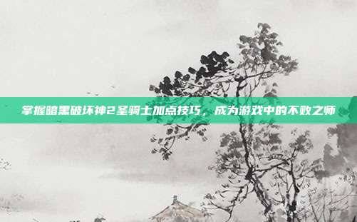 掌握暗黑破坏神2圣骑士加点技巧,成为游戏中的不败之师