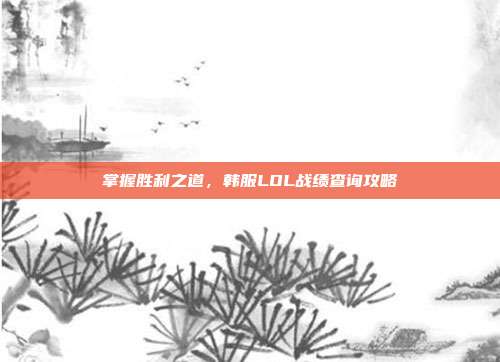 掌握胜利之道，韩服LOL战绩查询攻略
