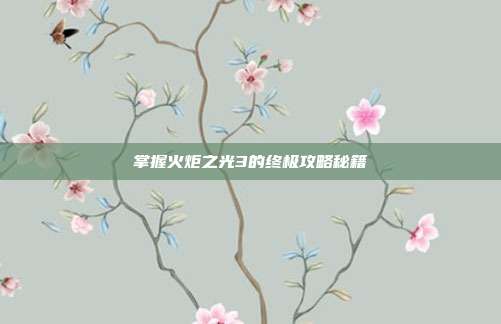 掌握火炬之光3的终极攻略秘籍