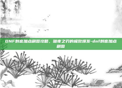 DNF刺客加点刷图攻略，暗夜之刃的极致爆发-dnf刺客加点刷图