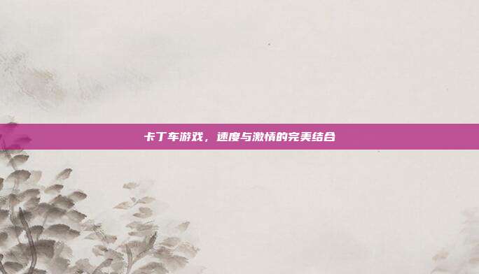 卡丁车游戏,速度与激情的完美结合