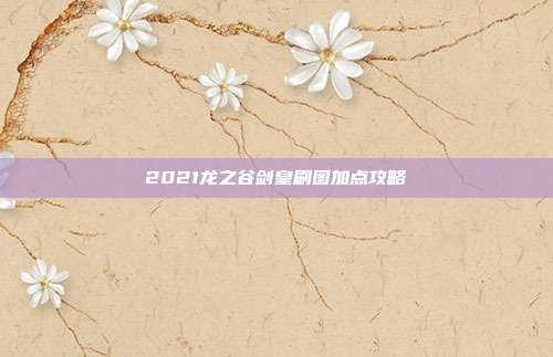 2021龙之谷剑皇刷图加点攻略