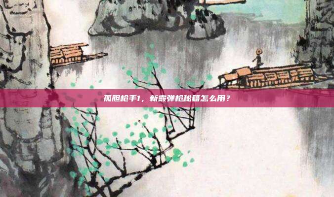 孤胆枪手1,新霰弹枪秘籍怎么用?