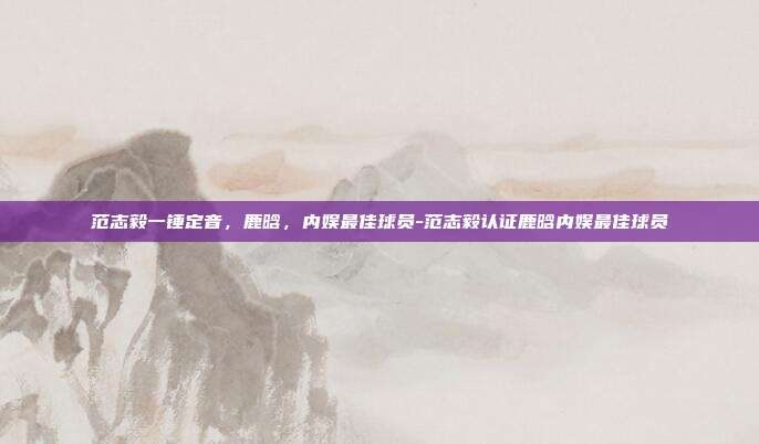 范志毅一锤定音，鹿晗，内娱最佳球员-范志毅认证鹿晗内娱最佳球员