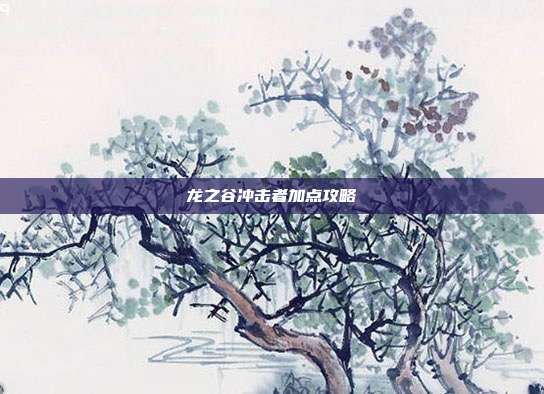 龙之谷冲击者加点攻略