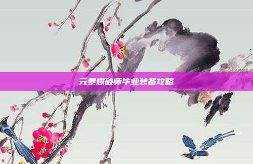 元素爆破师毕业装备攻略
