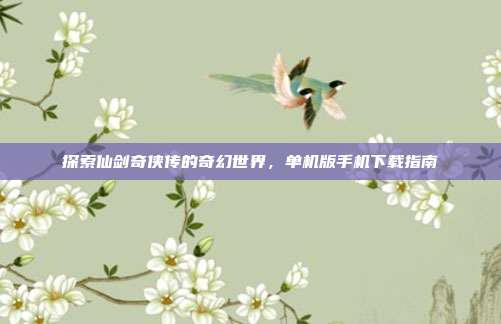 探索仙剑奇侠传的奇幻世界,单机版手机下载指南