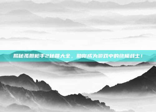 揭秘孤胆枪手2秘籍大全，助你成为游戏中的终极战士！