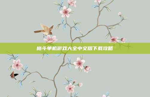 格斗单机游戏大全中文版下载攻略