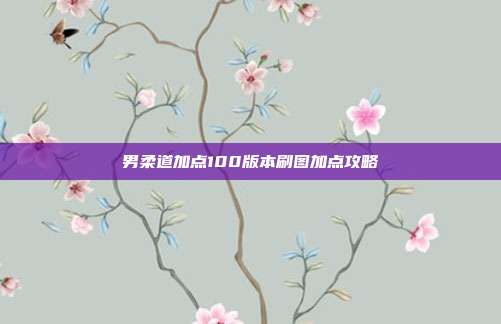 男柔道加点100版本刷图加点攻略