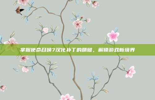 掌握使命召唤7汉化补丁的精髓,解锁游戏新境界