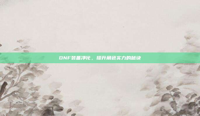 DNF装备净化,提升角色实力的秘诀