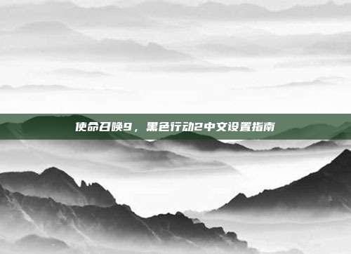 使命召唤9，黑色行动2中文设置指南