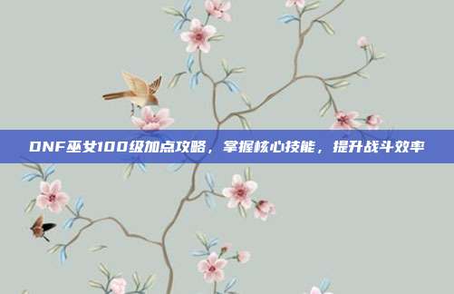 DNF巫女100级加点攻略,掌握核心技能,提升战斗效率