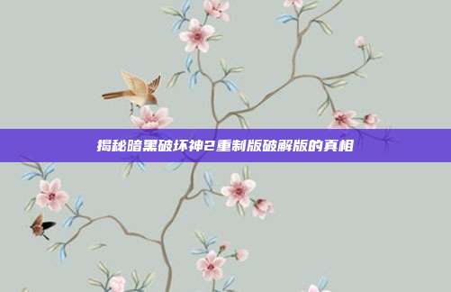 揭秘暗黑破坏神2重制版破解版的真相