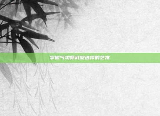 掌握气功师武器选择的艺术