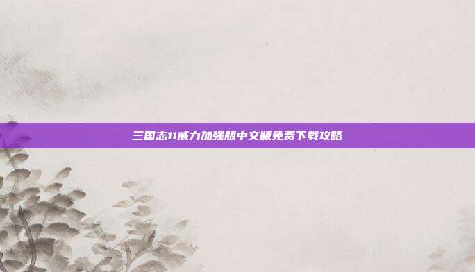 三国志11威力加强版中文版免费下载攻略