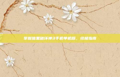 掌握暗黑破坏神3手机单机版,终极指南