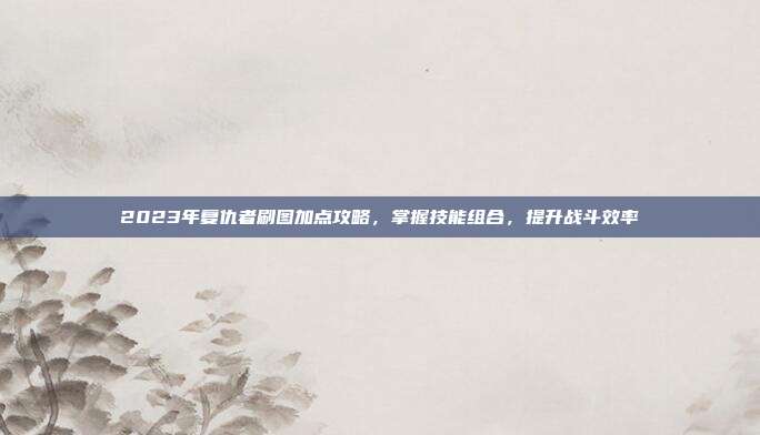 2023年复仇者刷图加点攻略，掌握技能组合，提升战斗效率