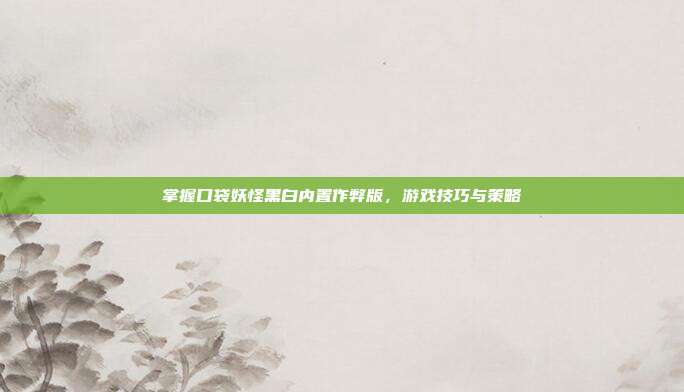 掌握口袋妖怪黑白内置作弊版，游戏技巧与策略