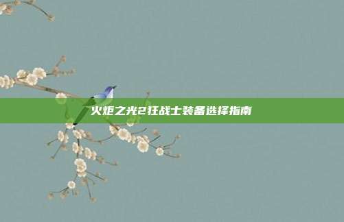 火炬之光2狂战士装备选择指南