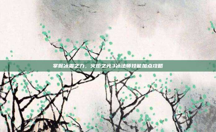 掌握冰霜之力,火炬之光3冰法师技能加点攻略