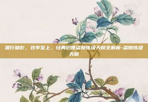 潜行暗影，效率至上，经典旧世盗贼练级天赋全解析-盗贼练级天赋