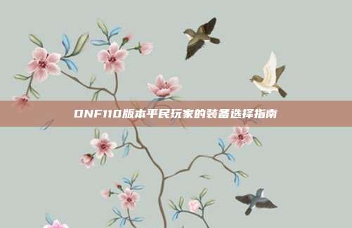 DNF110版本平民玩家的装备选择指南