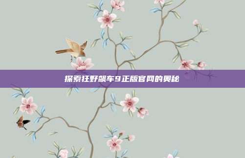 探索狂野飙车9正版官网的奥秘