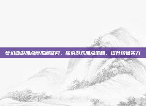 梦幻西游加点模拟器官网,探索游戏加点策略,提升角色实力