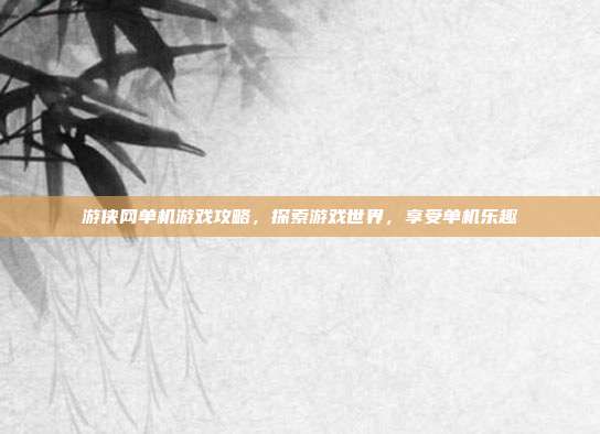 游侠网单机游戏攻略,探索游戏世界,享受单机乐趣