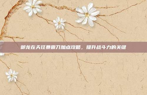 御龙在天狂暴霸刀加点攻略,提升战斗力的关键