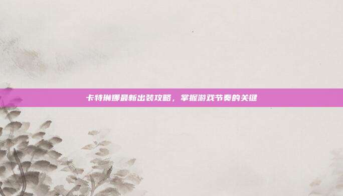 卡特琳娜最新出装攻略，掌握游戏节奏的关键