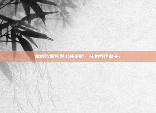 掌握狗熊打野出装策略，成为野区霸主！
