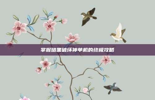 掌握暗黑破坏神单机的终极攻略