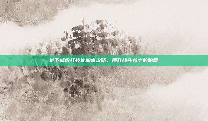 地下城散打技能加点攻略,提升战斗效率的秘籍