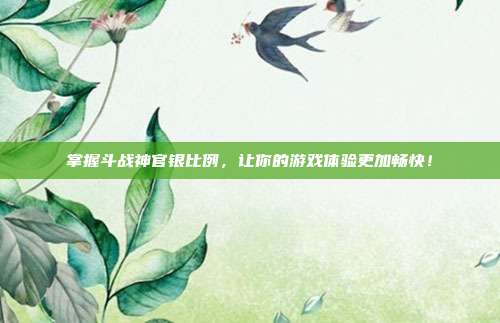 掌握斗战神官银比例，让你的游戏体验更加畅快！