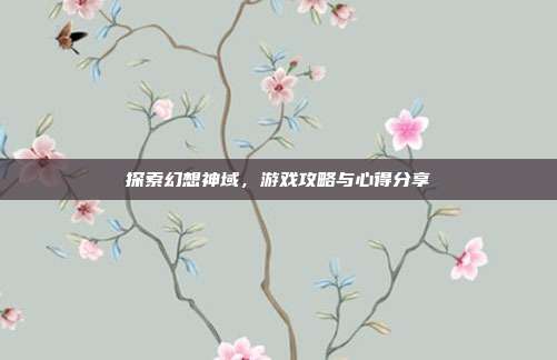 探索幻想神域,游戏攻略与心得分享