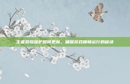 王者荣耀维护时间更新,确保游戏顺畅运行的秘诀