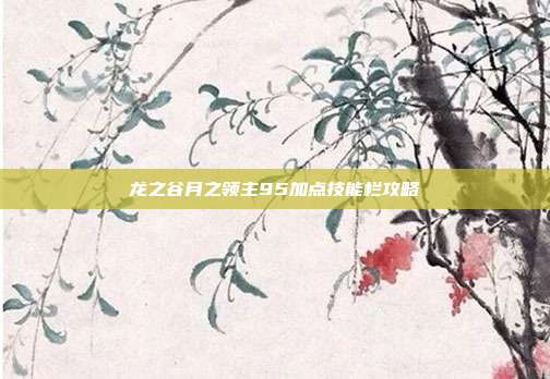 龙之谷月之领主95加点技能栏攻略
