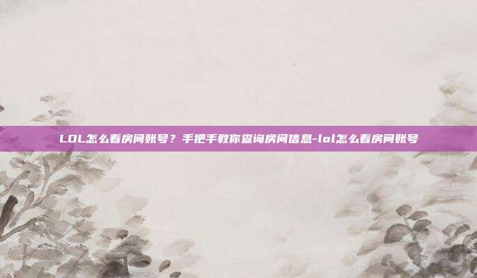 LOL怎么看房间账号？手把手教你查询房间信息-lol怎么看房间账号