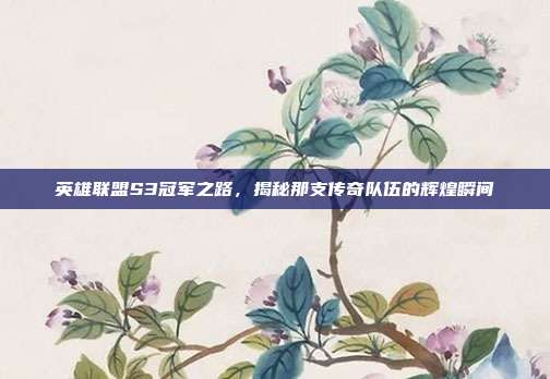 英雄联盟S3冠军之路，揭秘那支传奇队伍的辉煌瞬间