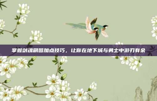掌握剑魂刷图加点技巧,让你在地下城与勇士中游刃有余
