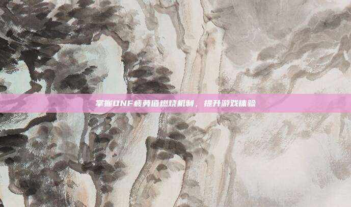 掌握DNF疲劳值燃烧机制,提升游戏体验