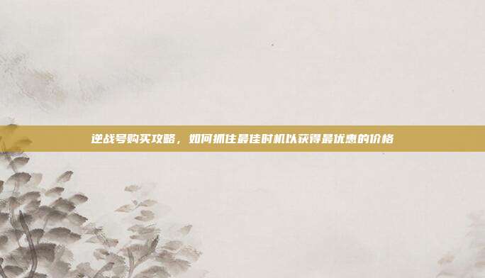 逆战号购买攻略,如何抓住最佳时机以获得最优惠的价格